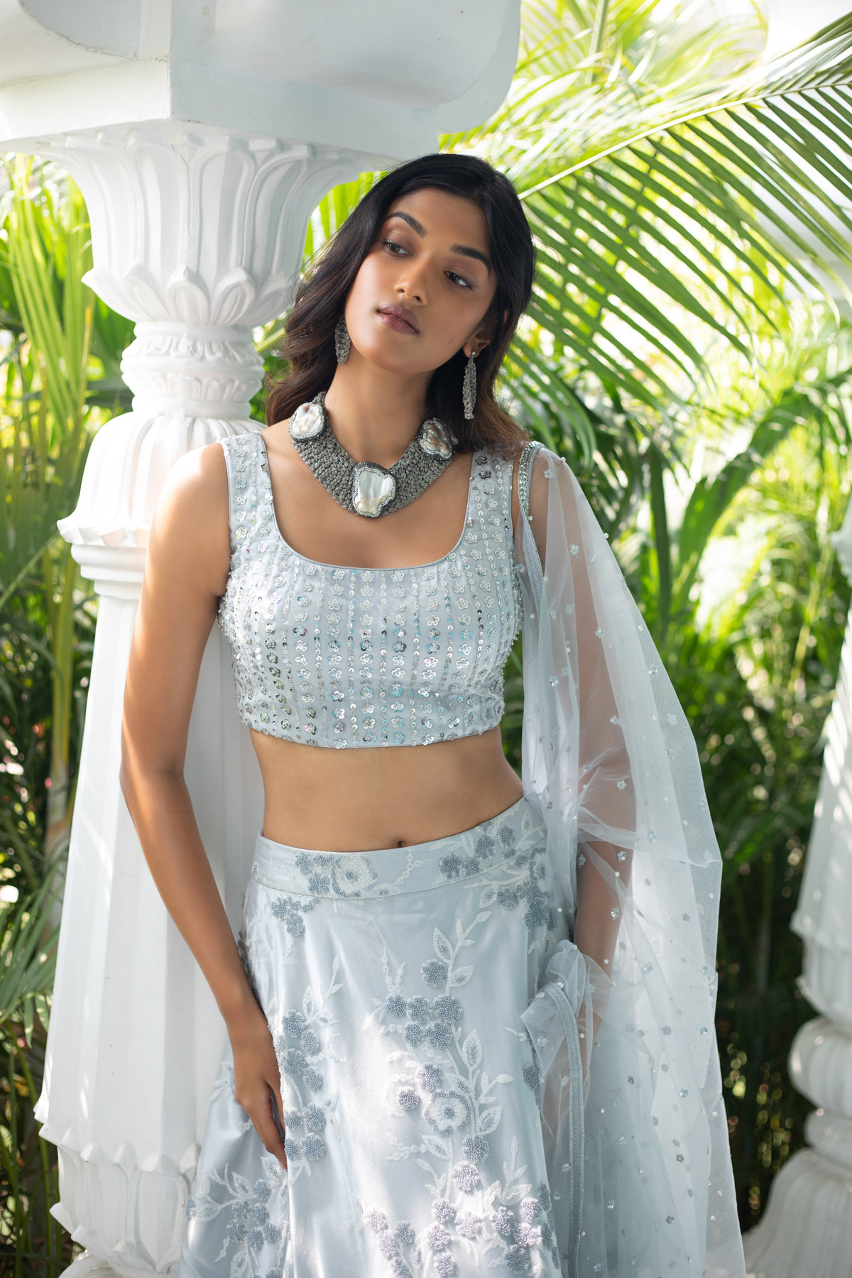 Shrena Hirawat  Silver blouse, Shimmer lehenga, Latest bridal dresses